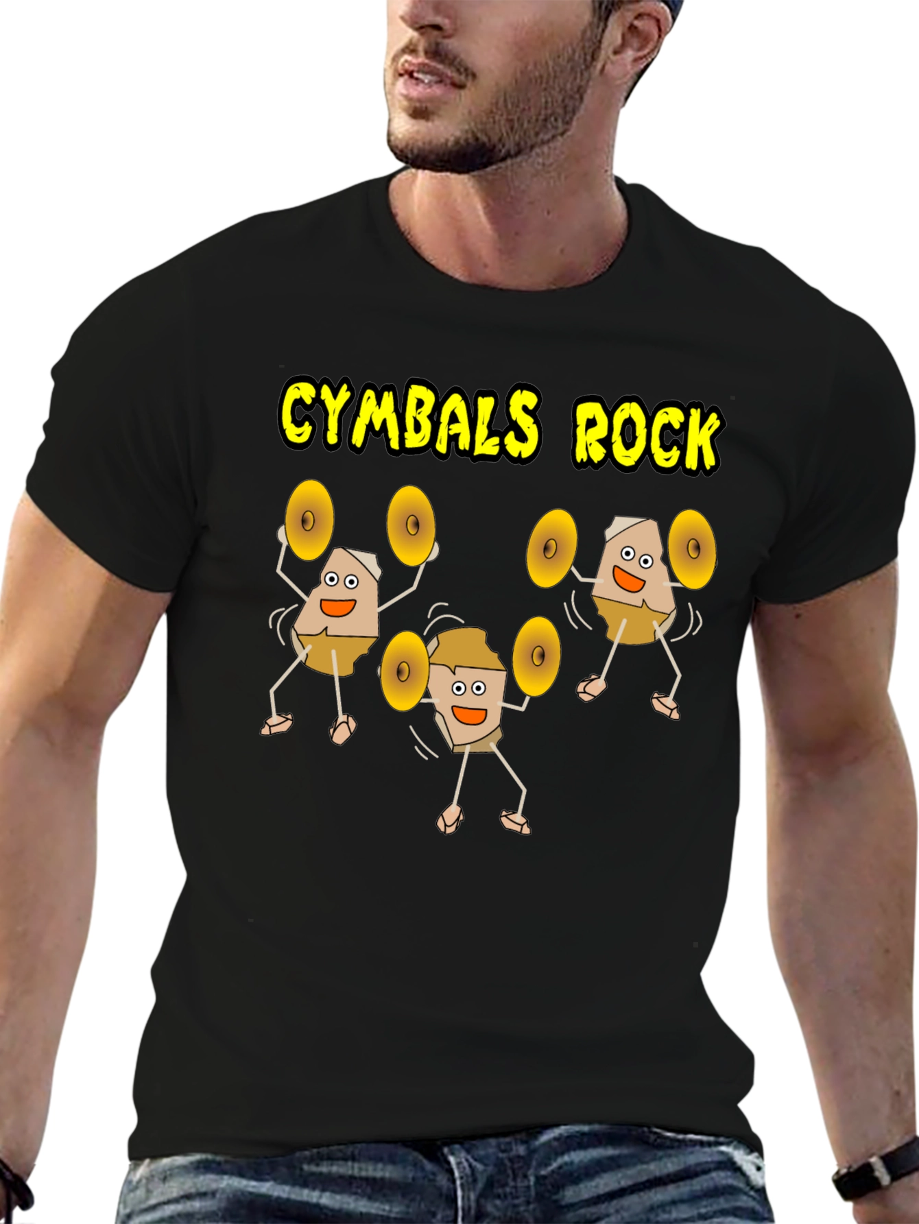 Cymbals Rock Graphic T-Shirt - Black Cotton Tee