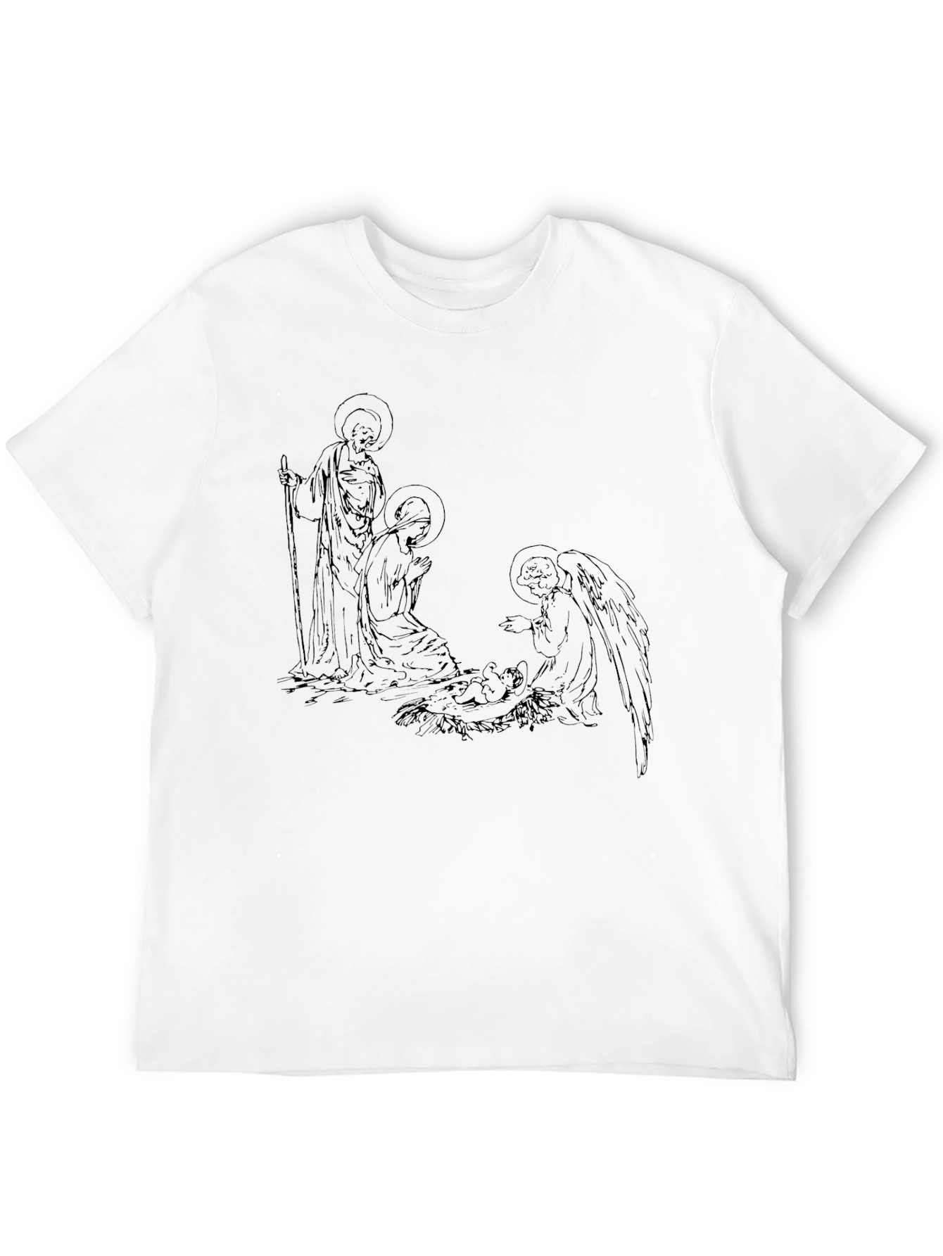 Nativity Line Art Black T-Shirt