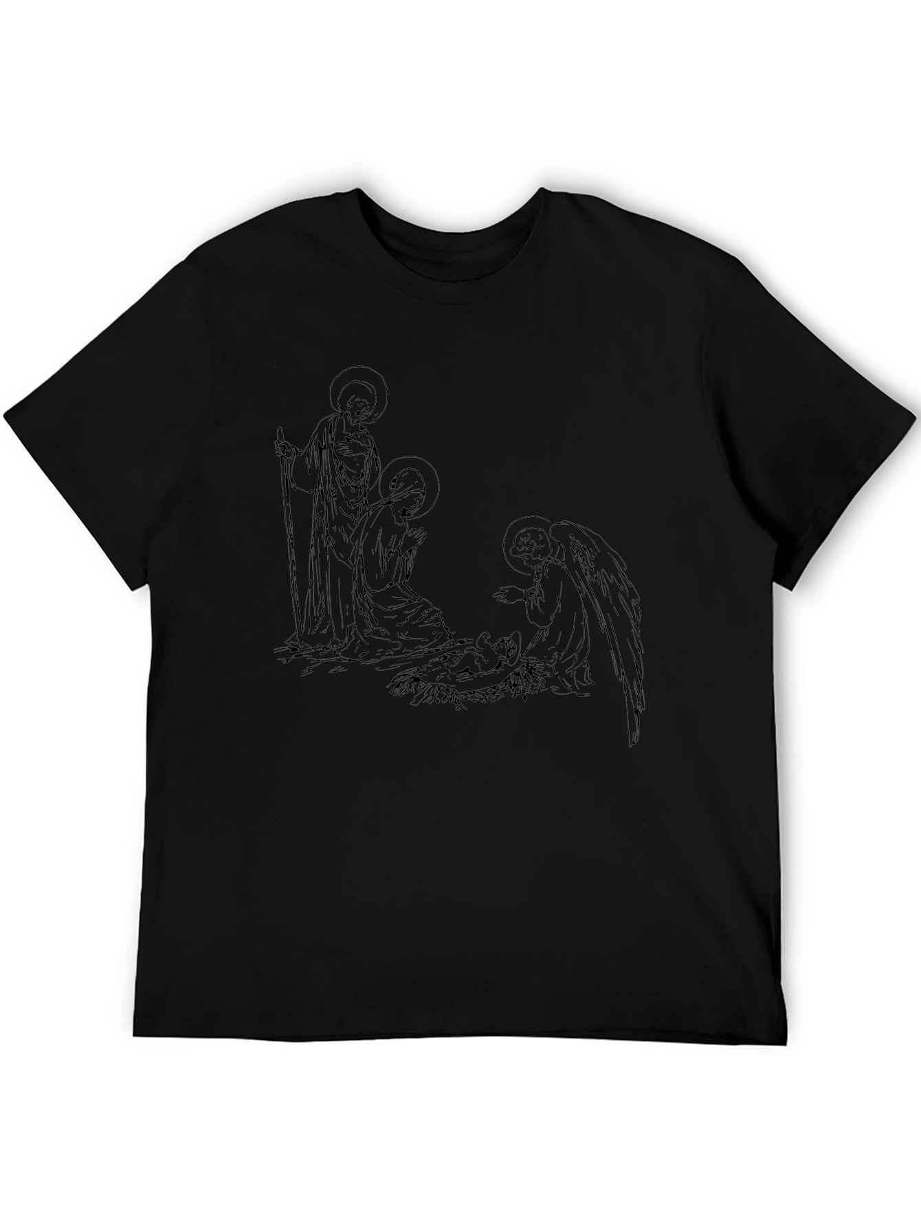Nativity Line Art Black T-Shirt