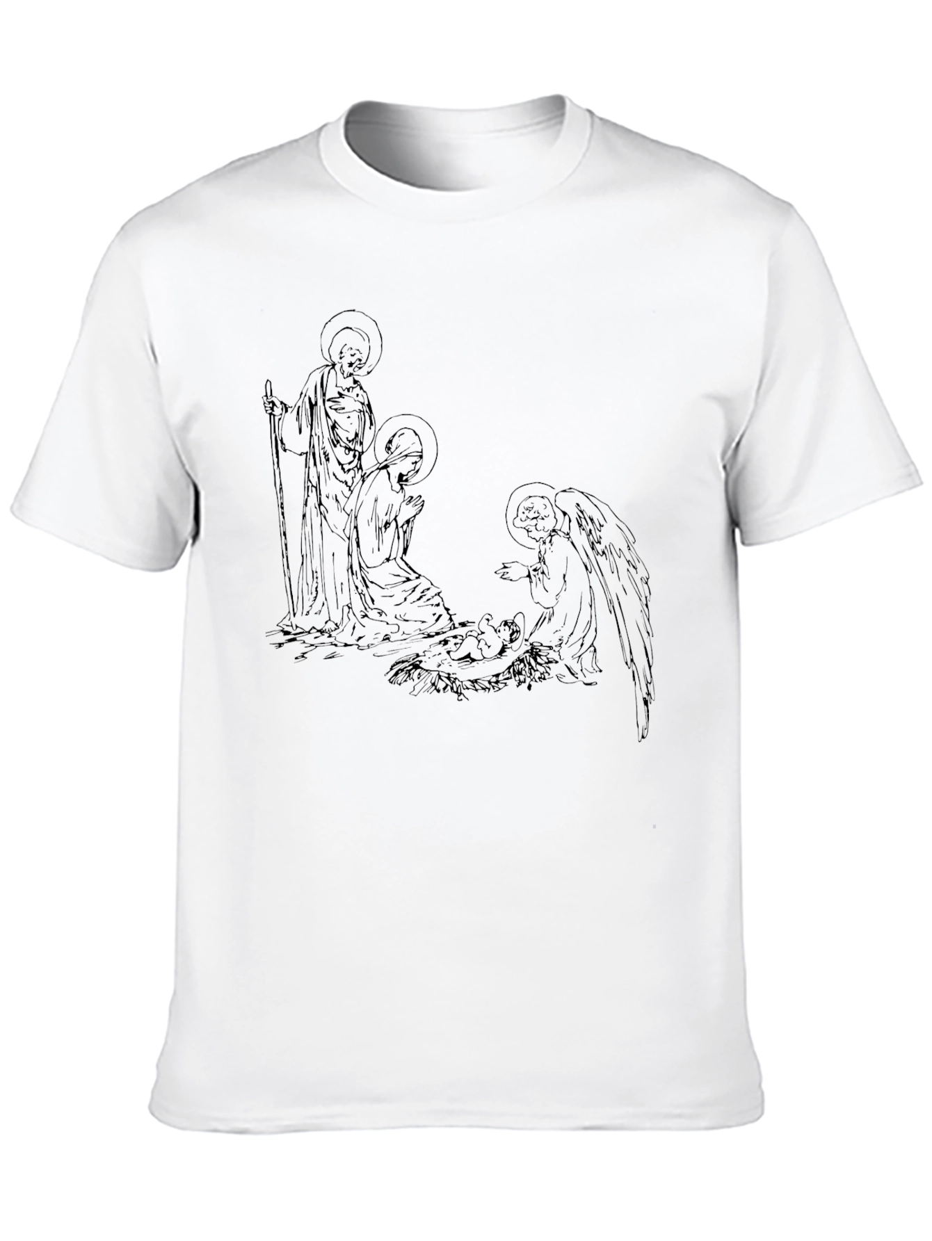 Nativity Line Art Black T-Shirt