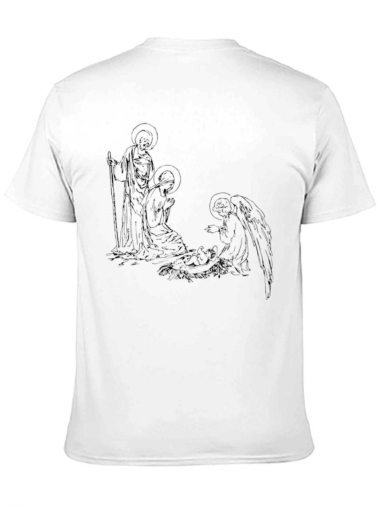 Nativity Line Art Black T-Shirt