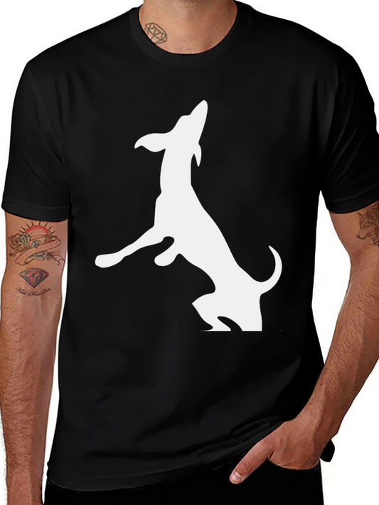 Dog Silhouette T-Shirt - Black Cotton Tee