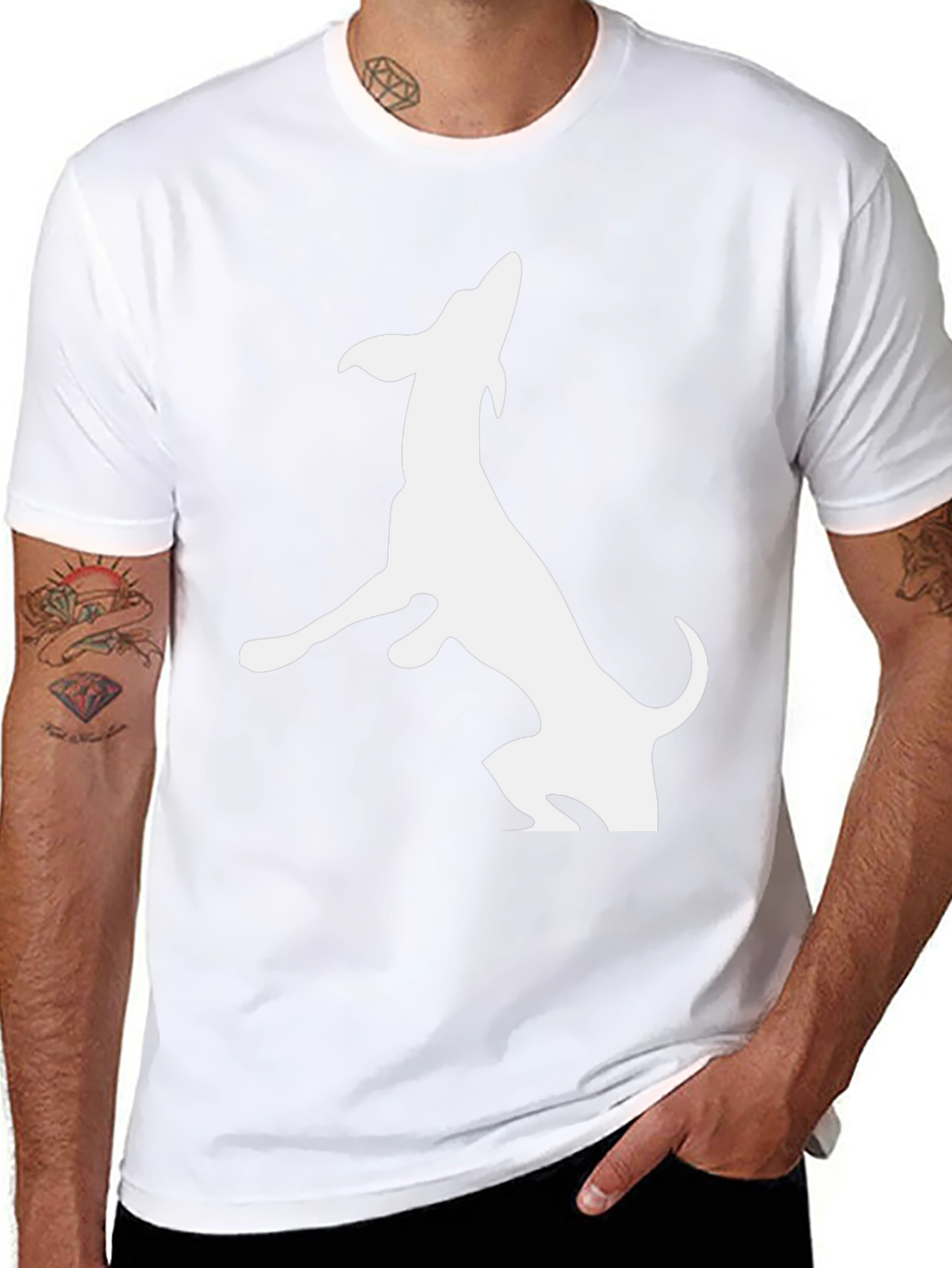 Dog Silhouette T-Shirt - Black Cotton Tee