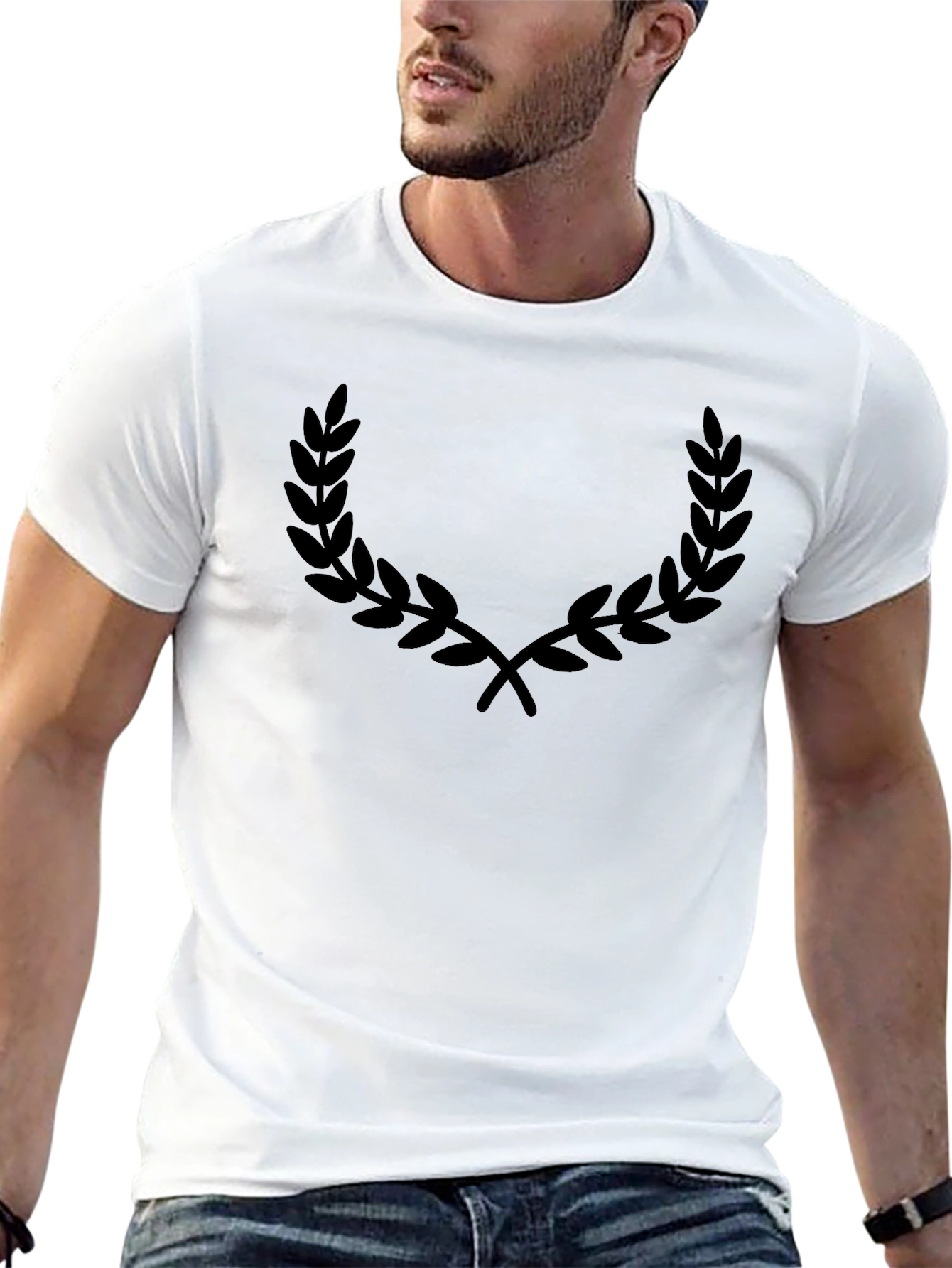 Mens Black Laurel Wreath Graphic Tee