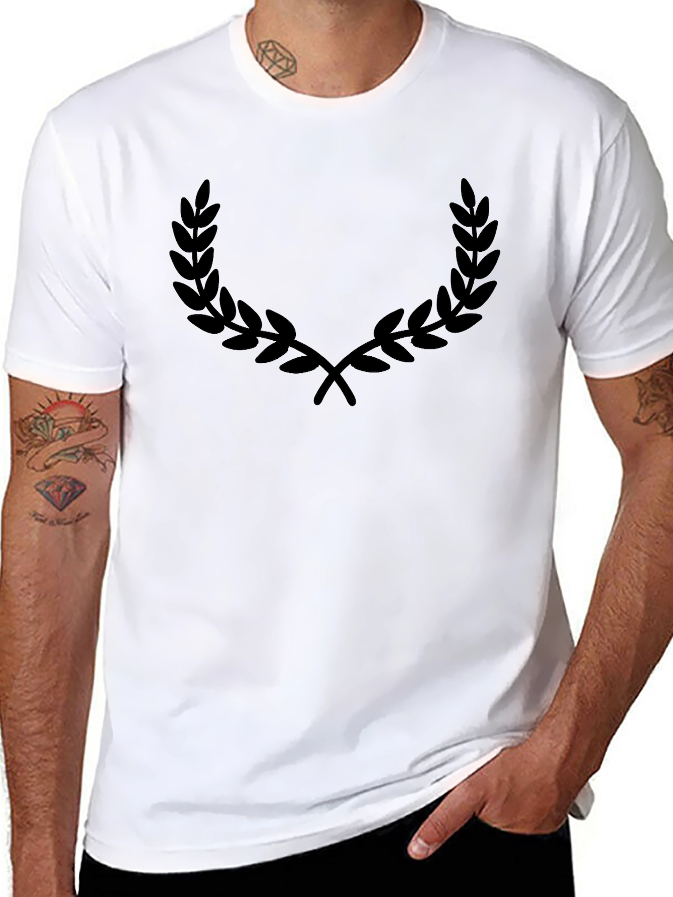 Mens Black Laurel Wreath Graphic Tee