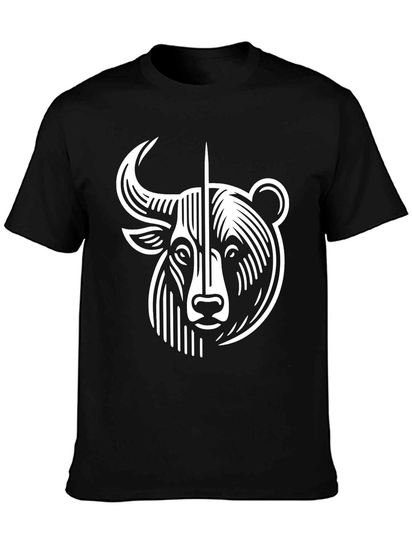 Bull and Bear Graphic Tee - Black Cotton Blend