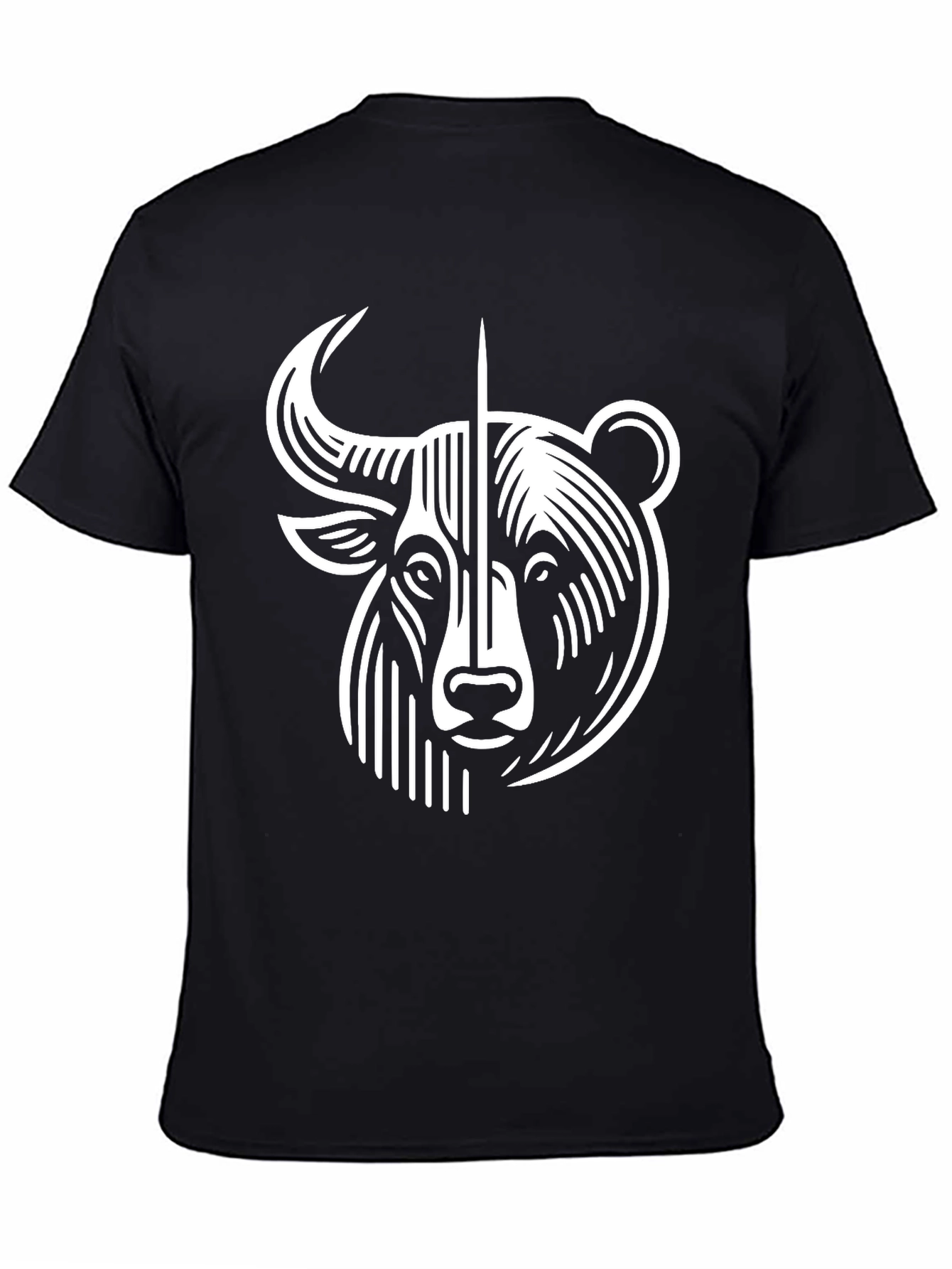 Bull and Bear Graphic Tee - Black Cotton Blend