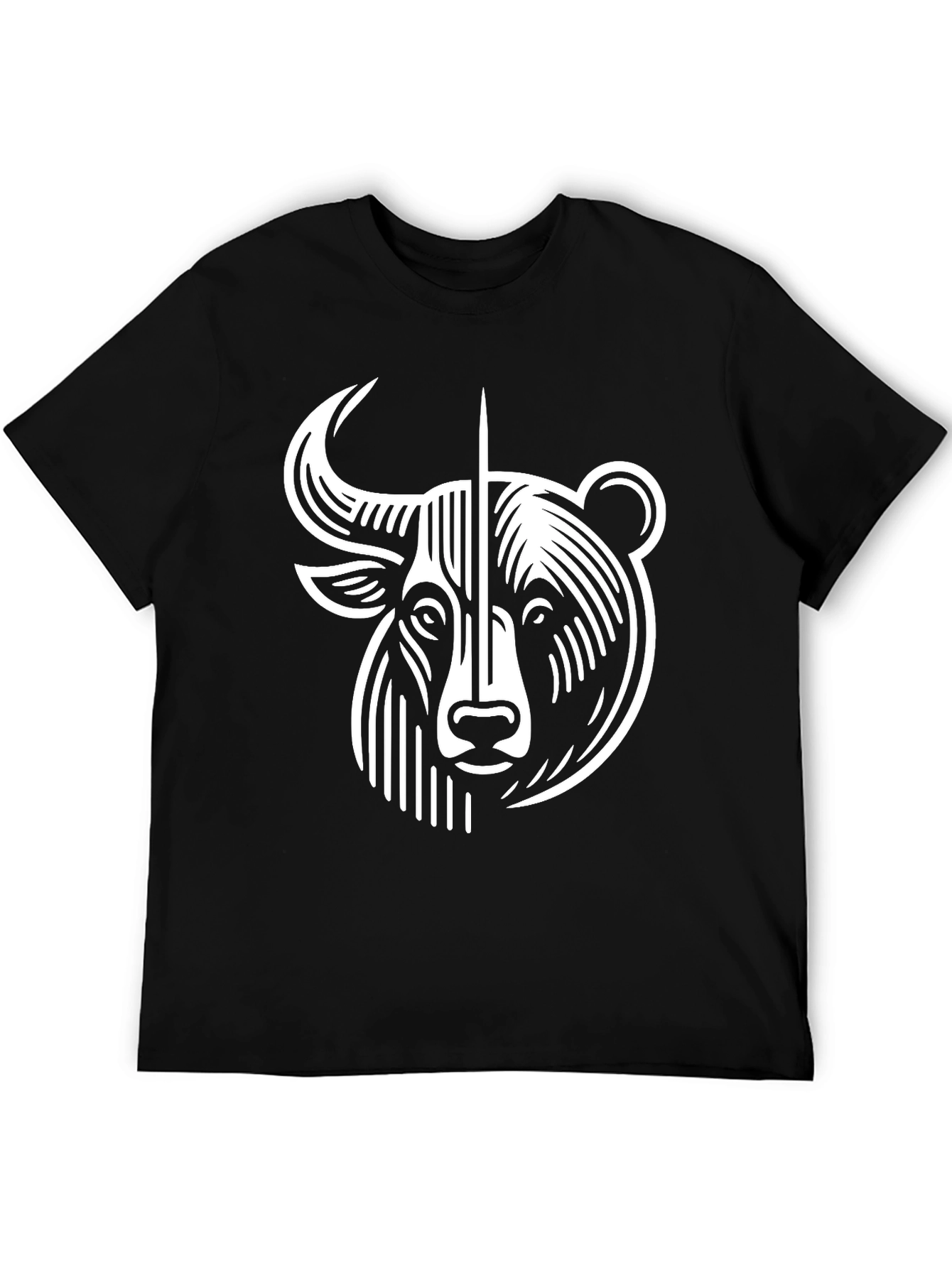 Bull and Bear Graphic Tee - Black Cotton Blend
