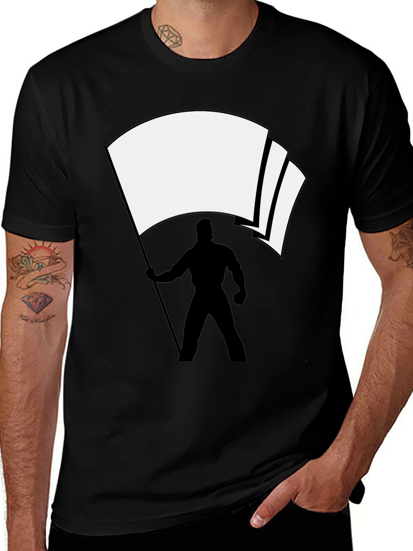 Flag Bearer Graphic Tee - Black Cotton Blend