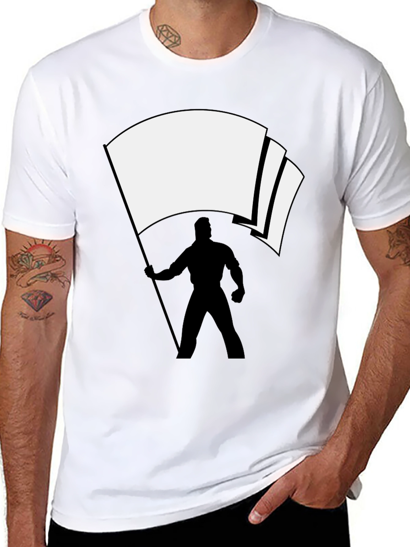 Flag Bearer Graphic Tee - Black Cotton Blend