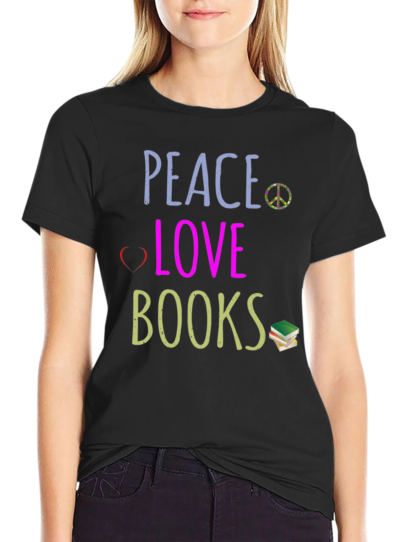 Peace Love Books Graphic T-Shirt