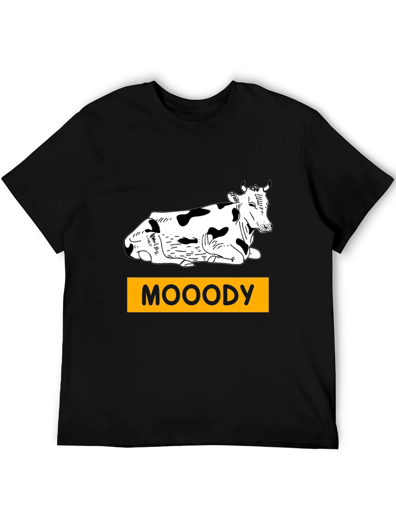 Moody Cow Graphic T-Shirt - Black Casual Wear