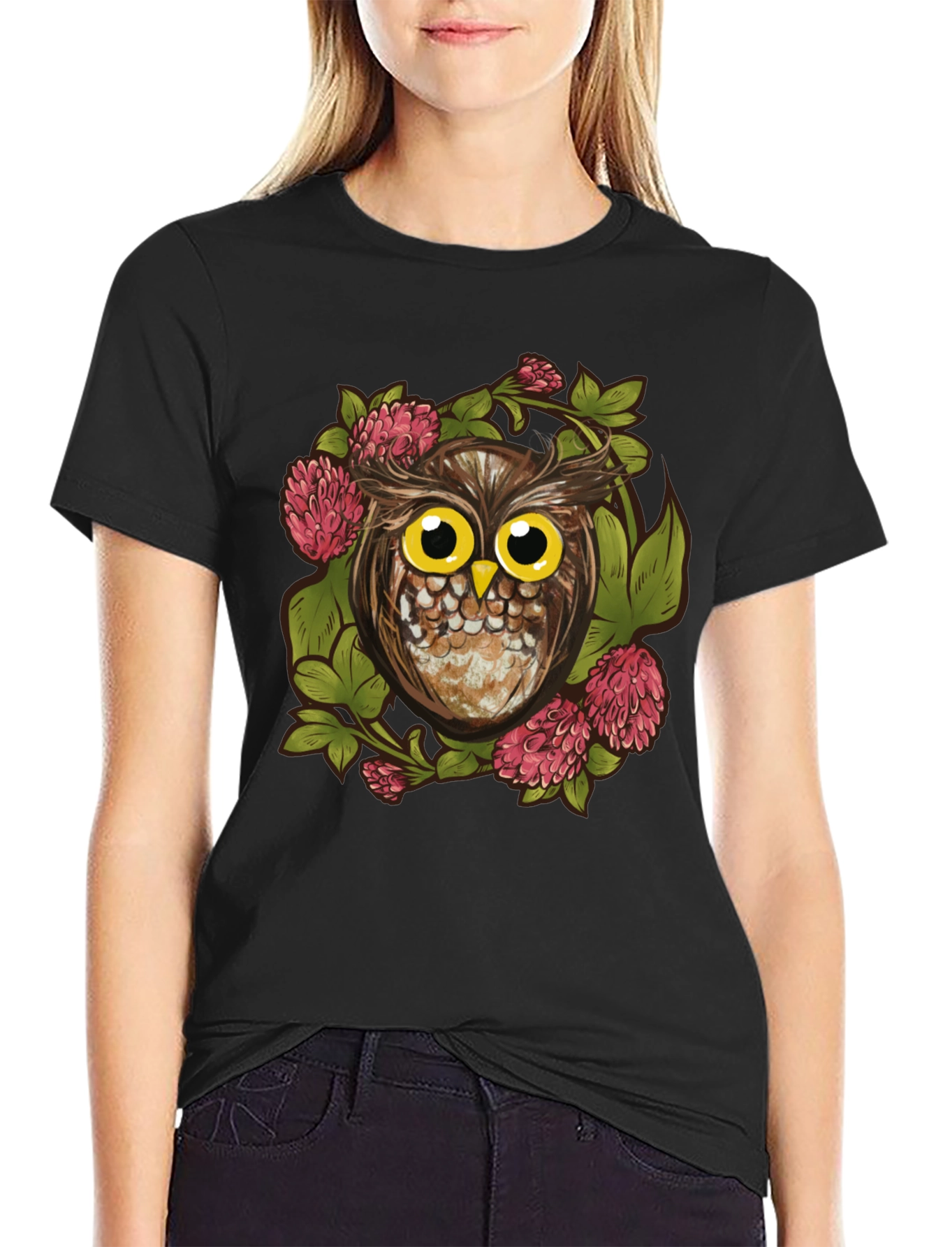 Owl & Clover Graphic Tee - Mens Black T-Shirt
