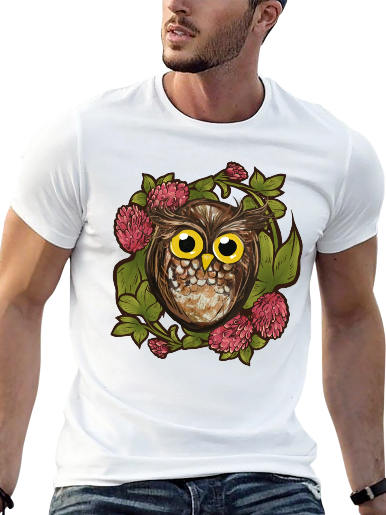 Owl & Clover Graphic Tee - Mens Black T-Shirt