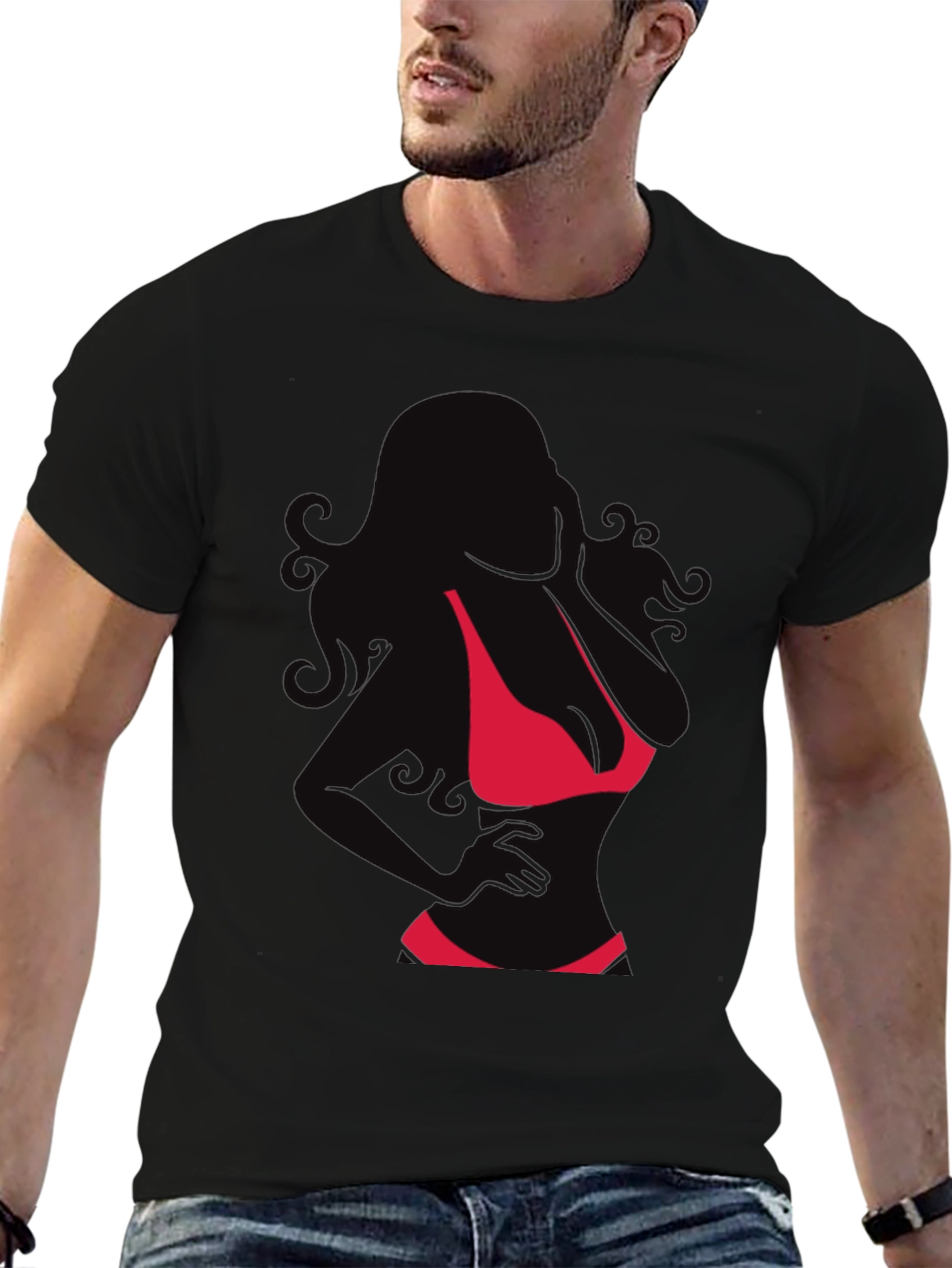 Silhouette Bikini Graphic T-Shirt - Mens Fashion Tee