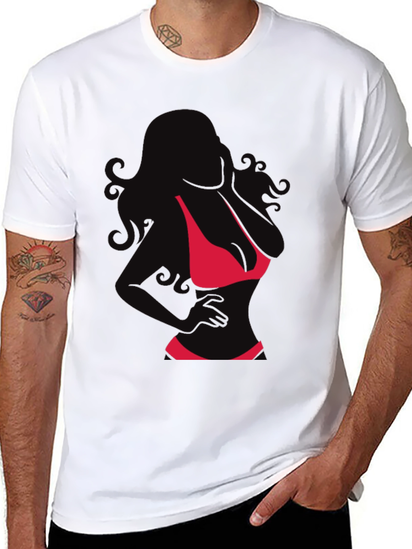Silhouette Bikini Graphic T-Shirt - Mens Fashion Tee