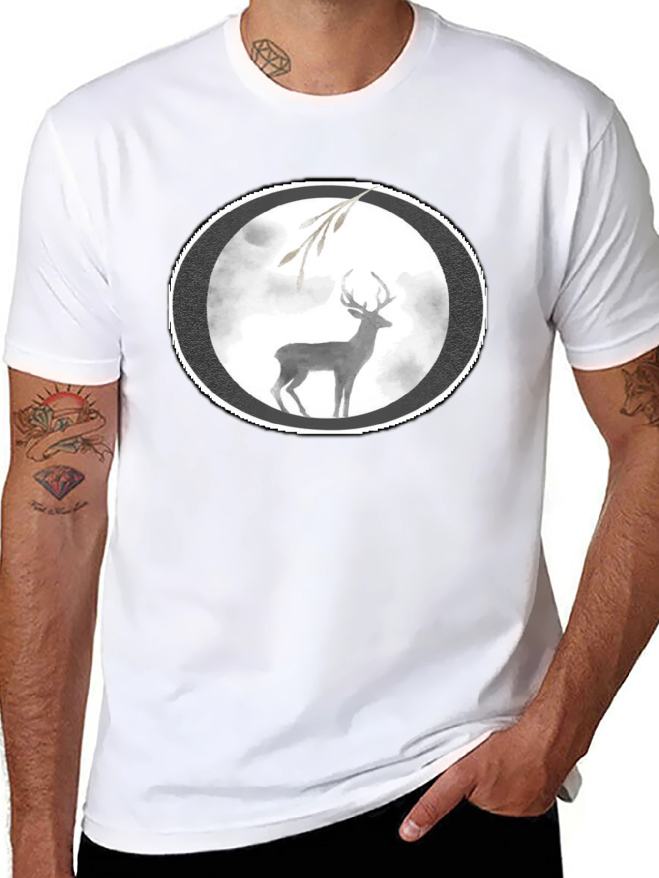 Deer Graphic Black T-Shirt