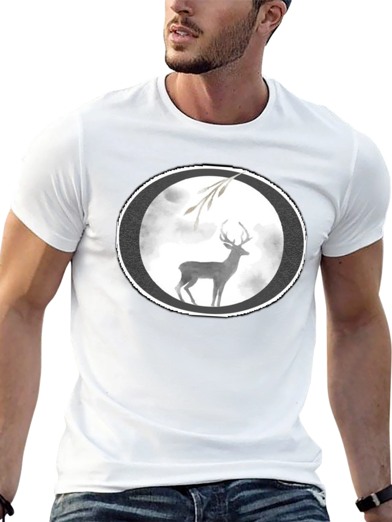 Deer Graphic Black T-Shirt