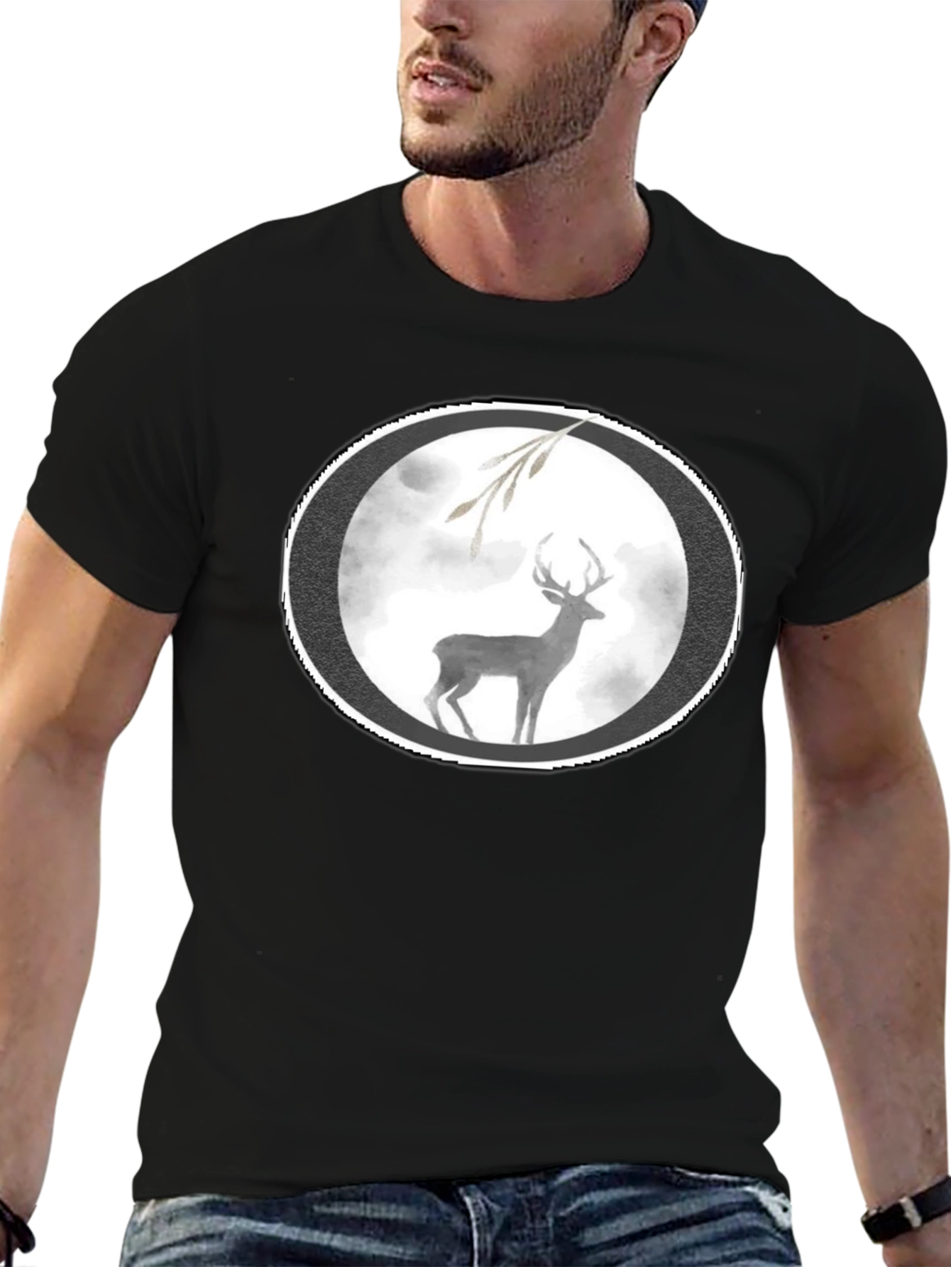 Deer Graphic Black T-Shirt