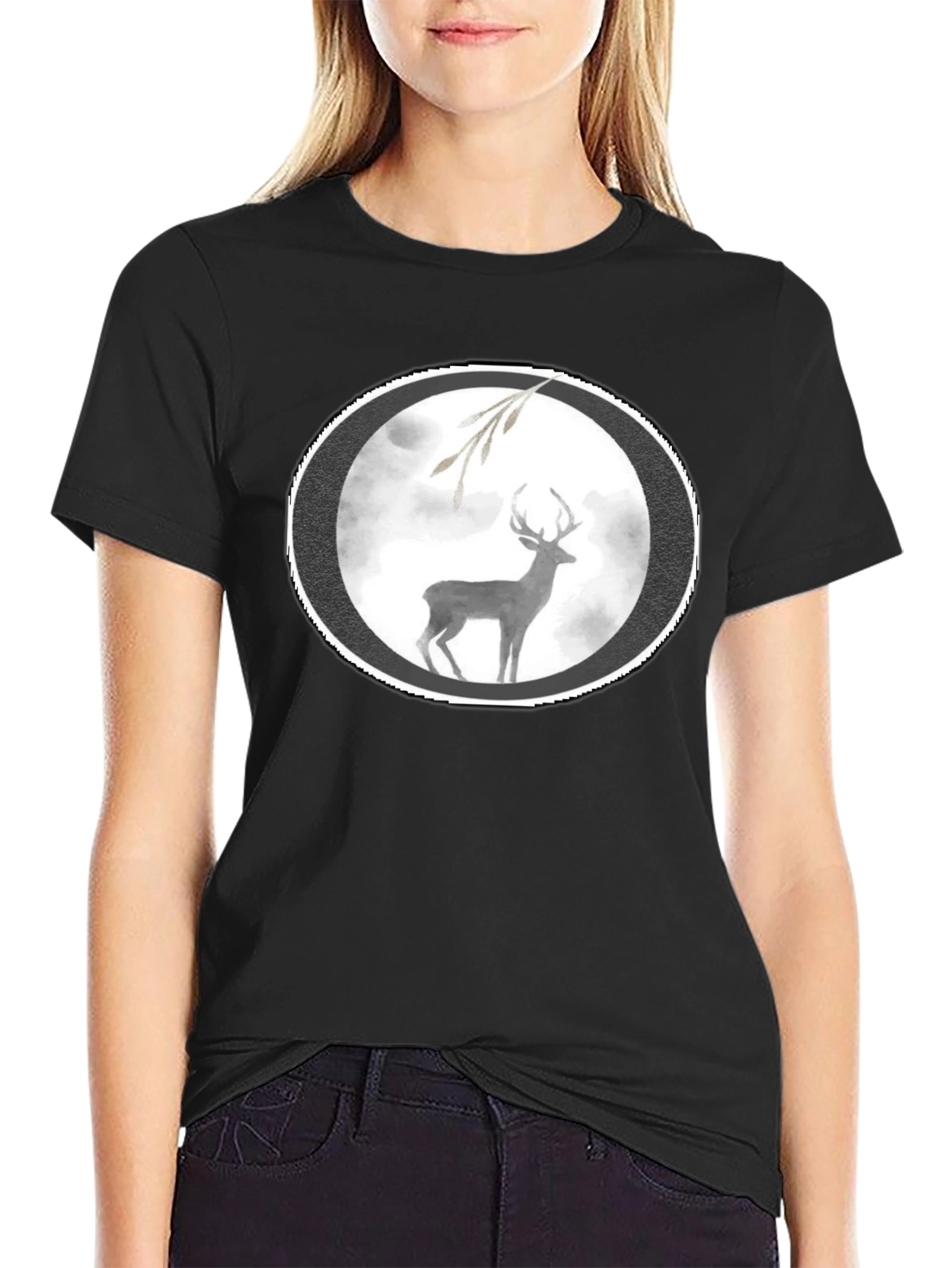 Deer Graphic Black T-Shirt