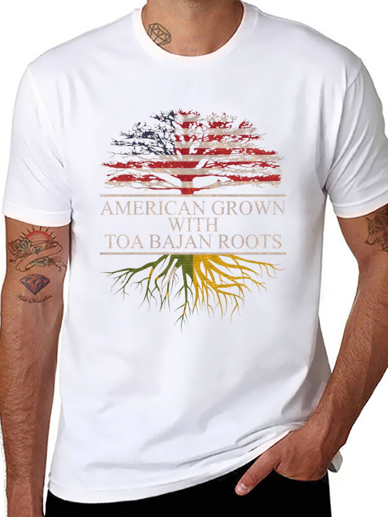 American Grown with TOA Bajan Roots T-Shirt