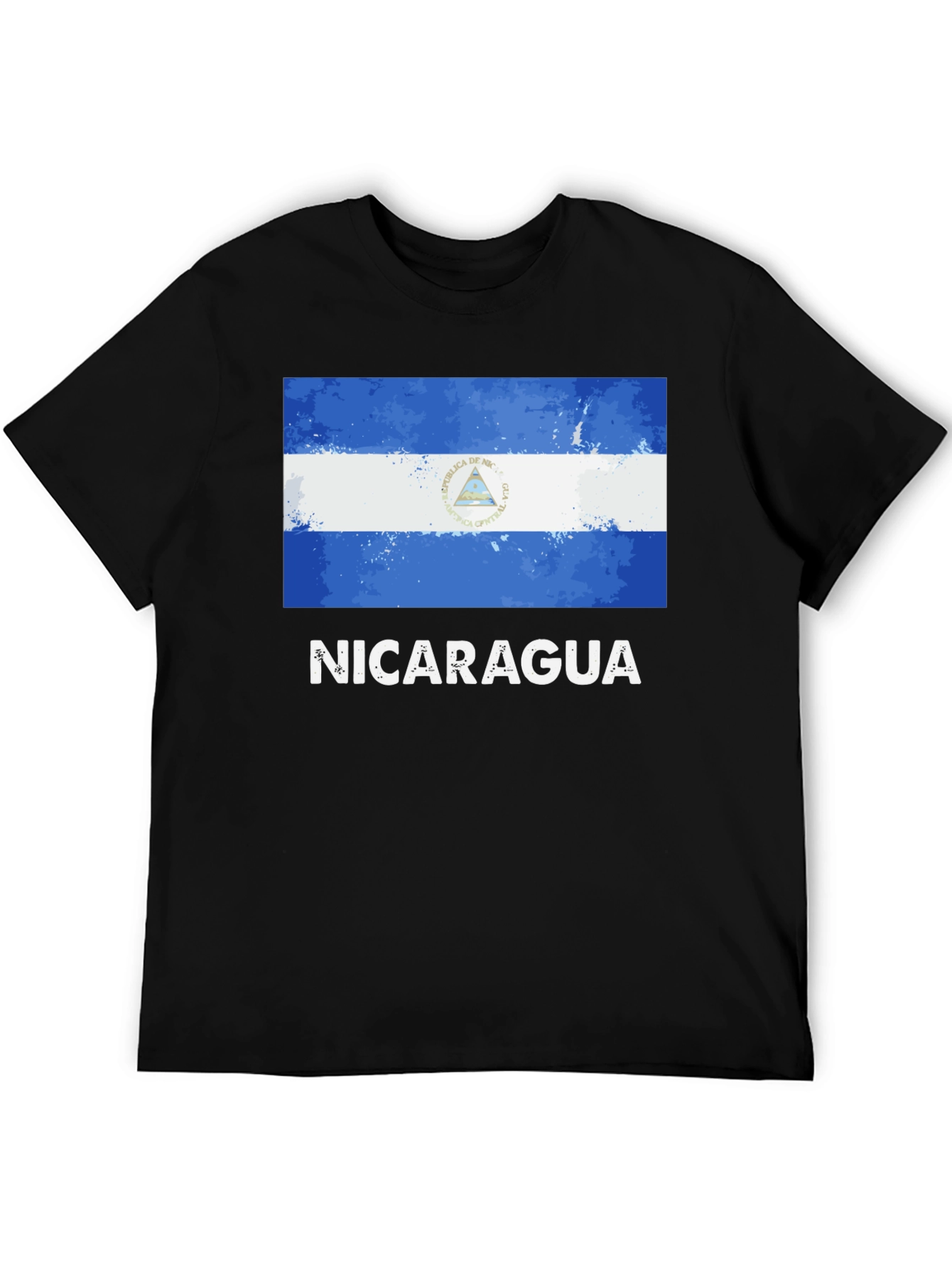 Nicaragua Flag T-Shirt - Black Cotton Tee
