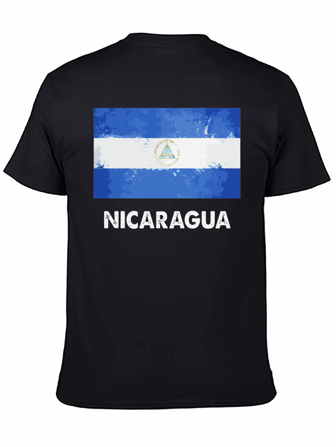 Nicaragua Flag T-Shirt - Black Cotton Tee