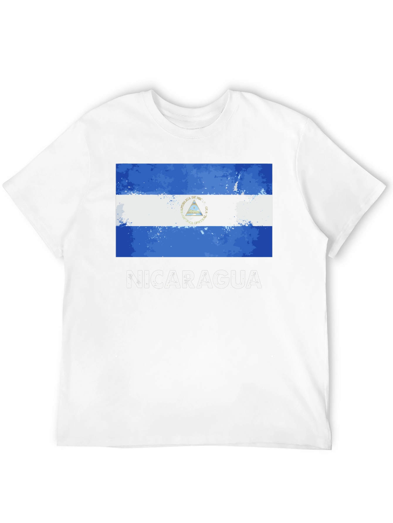 Nicaragua Flag T-Shirt - Black Cotton Tee