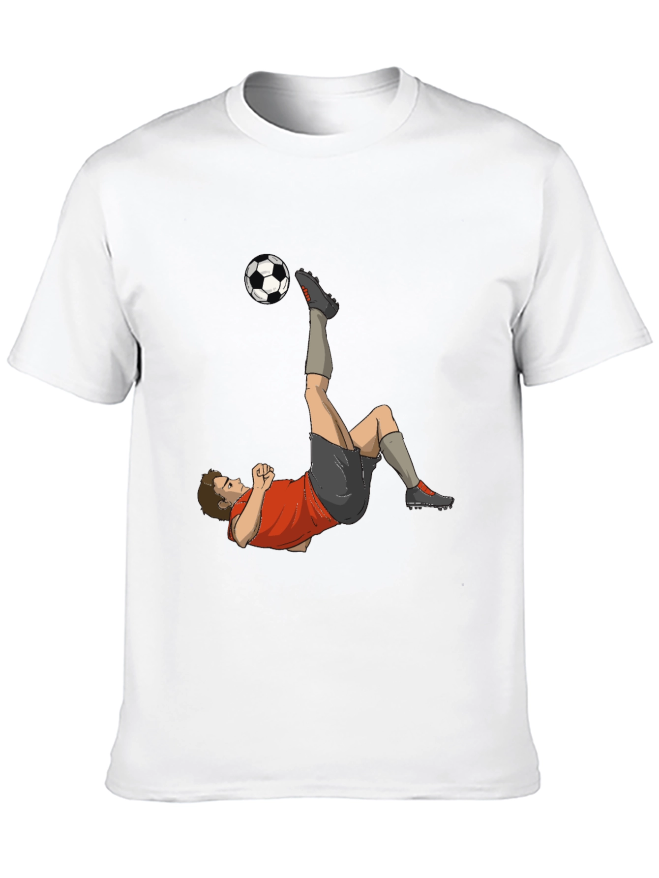 Soccer Player Kick Graphic Tee - Black Casual T-Shirt