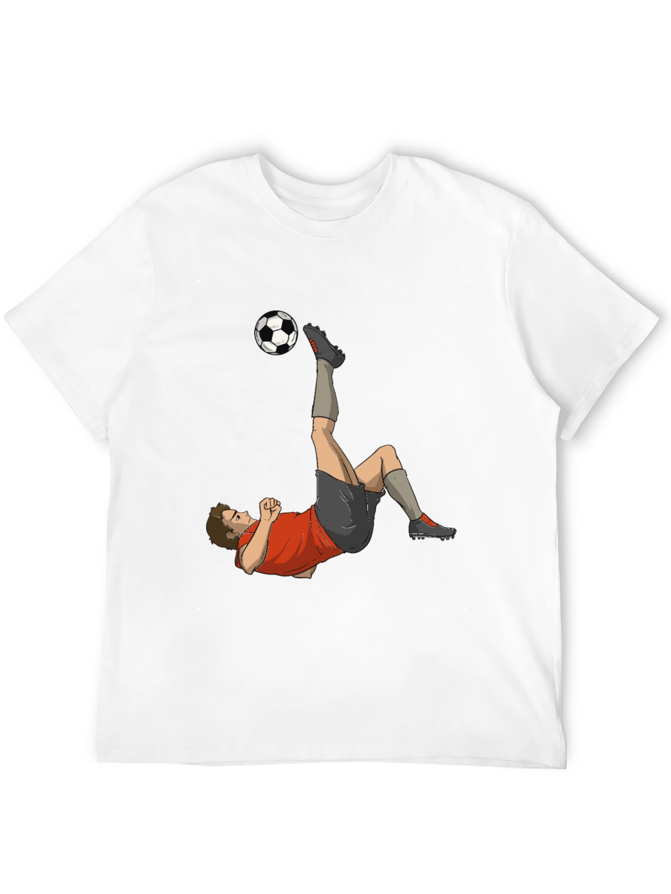 Soccer Player Kick Graphic Tee - Black Casual T-Shirt