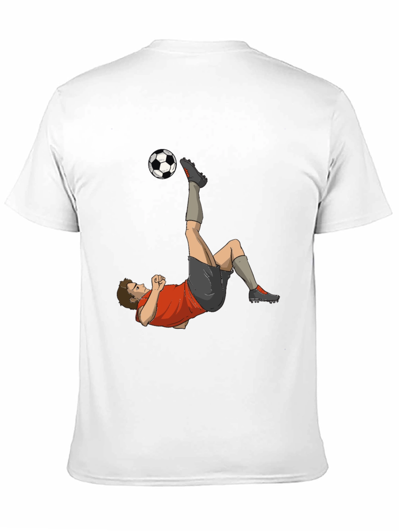 Soccer Player Kick Graphic Tee - Black Casual T-Shirt
