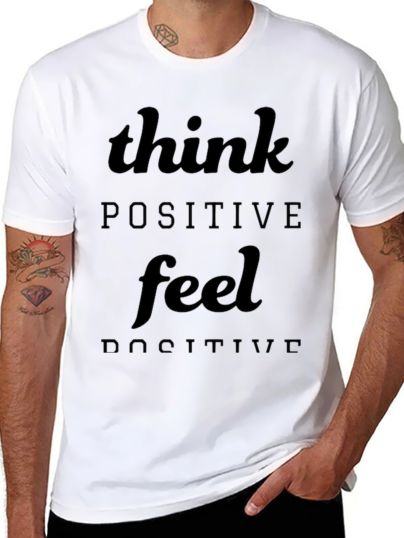 Think Positive Feel Positive Black T-Shirt