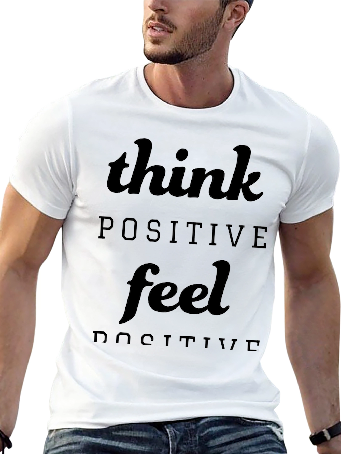 Think Positive Feel Positive Black T-Shirt