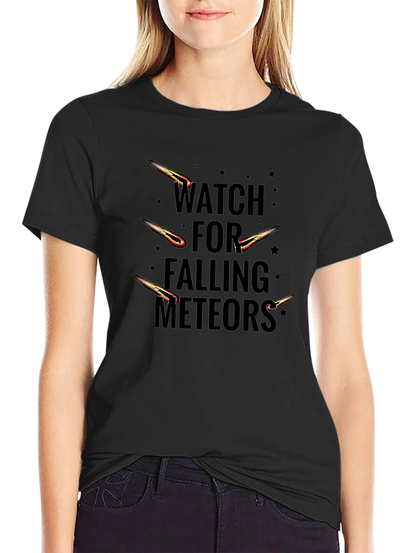 Watch for Falling Meteors Black Graphic Tee