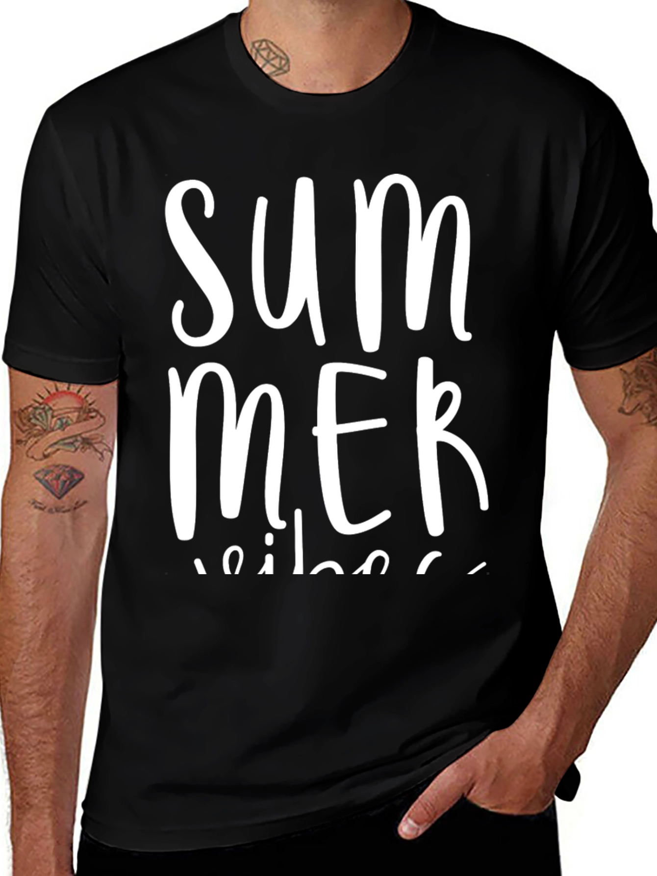Summer Vibes Black Graphic Tee Shirt
