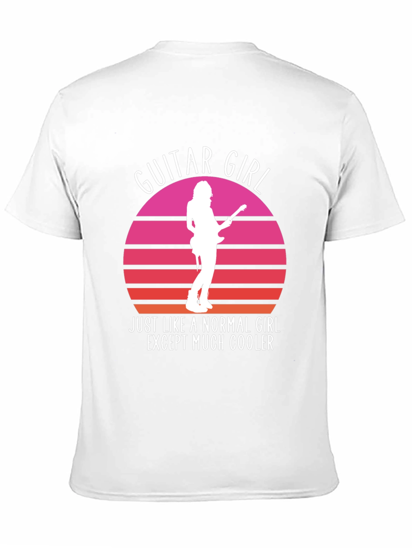 Guitar Girl Cool Retro Sunset T-Shirt