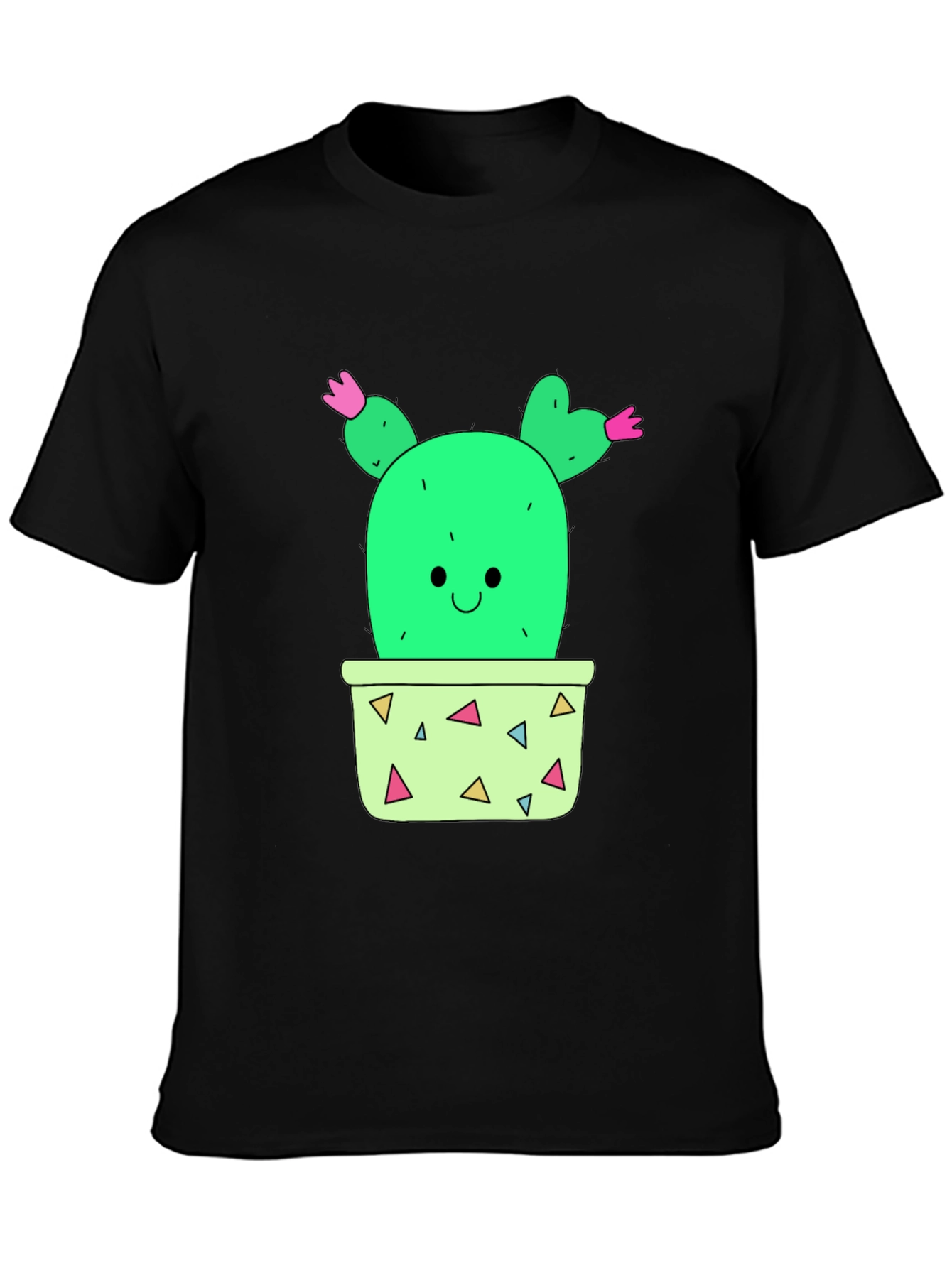 Cactus Graphic T-Shirt - Black Cute Potted Plant Tee