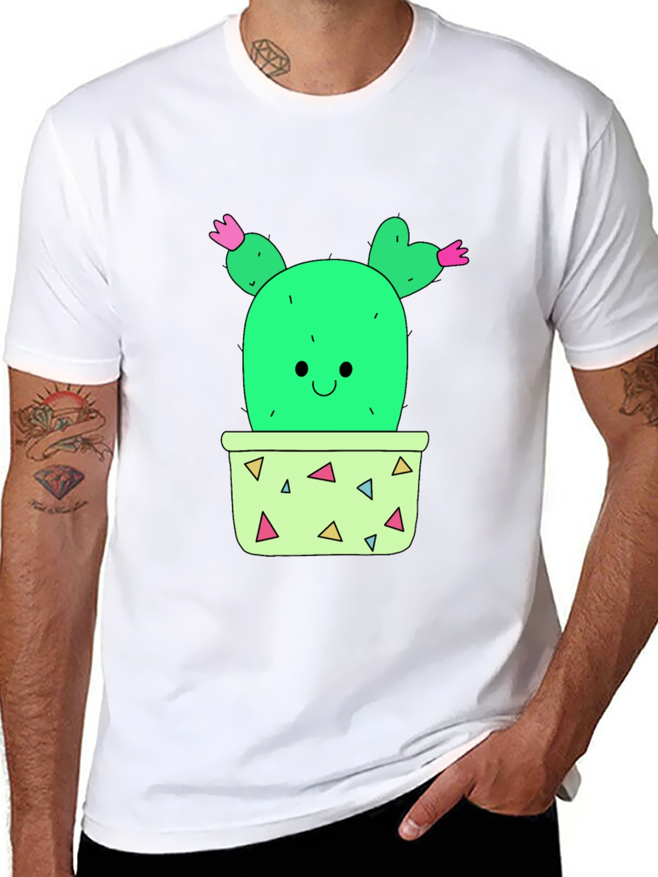 Cactus Graphic T-Shirt - Black Cute Potted Plant Tee