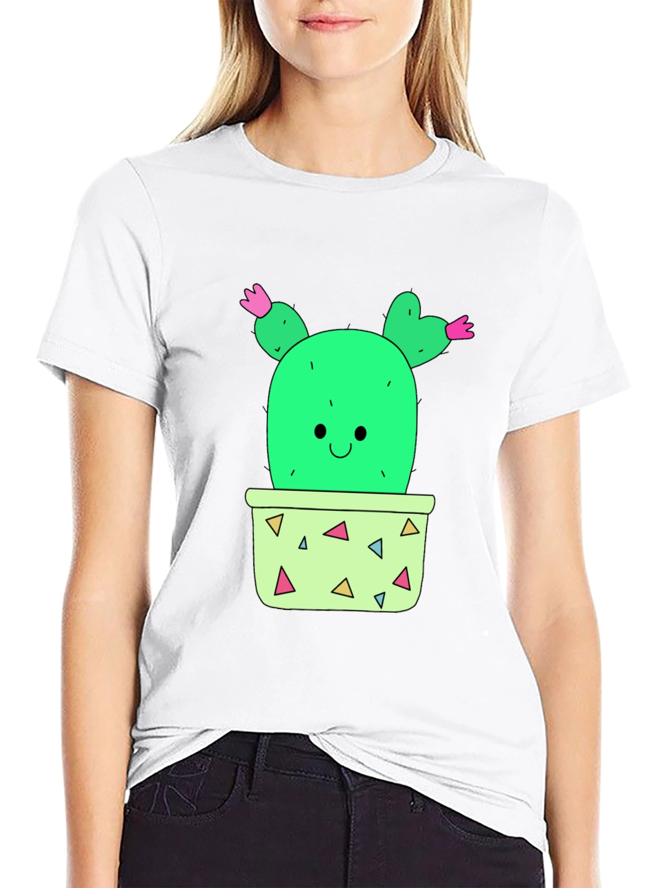 Cactus Graphic T-Shirt - Black Cute Potted Plant Tee