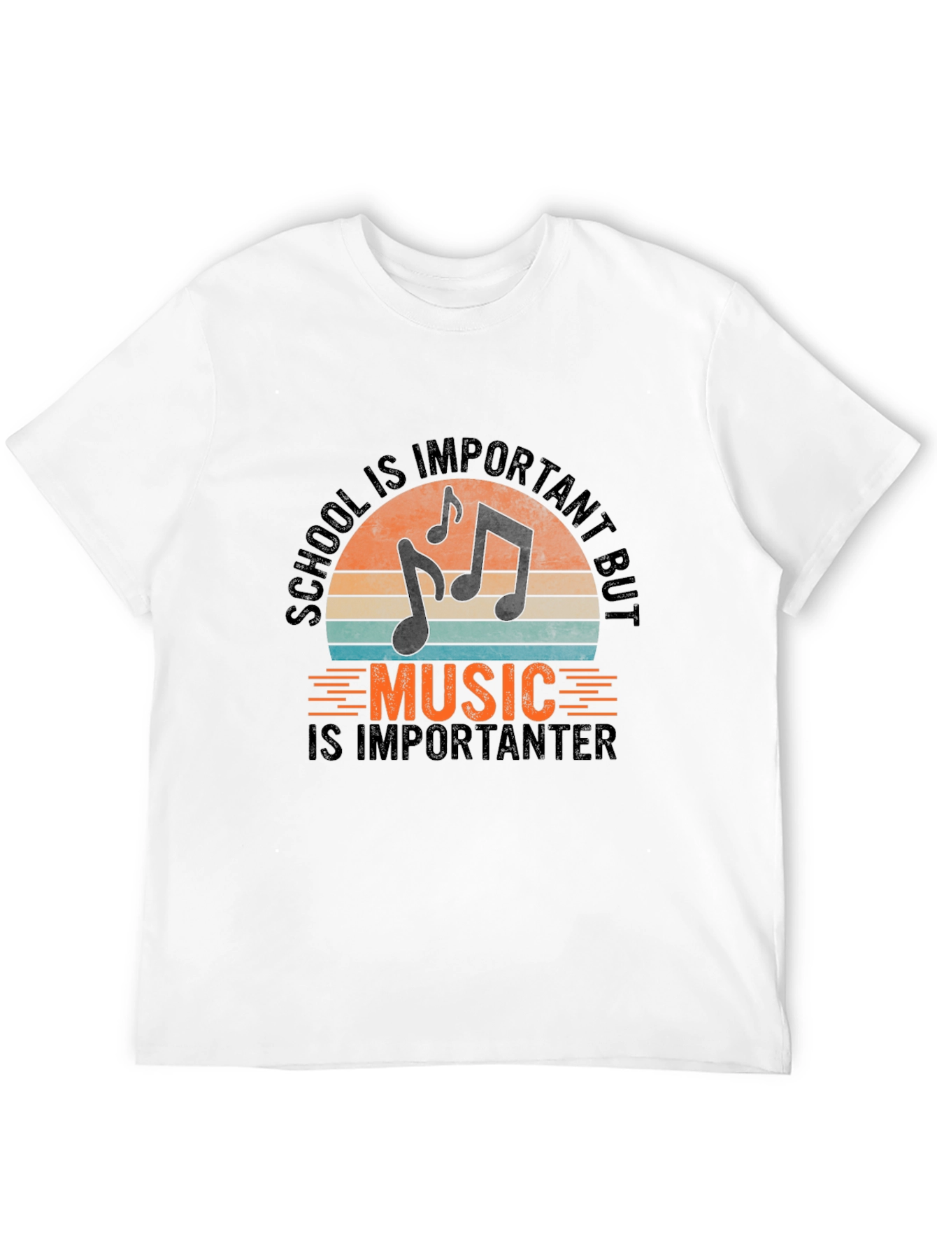 Music Is Importanter Black Graphic Tee