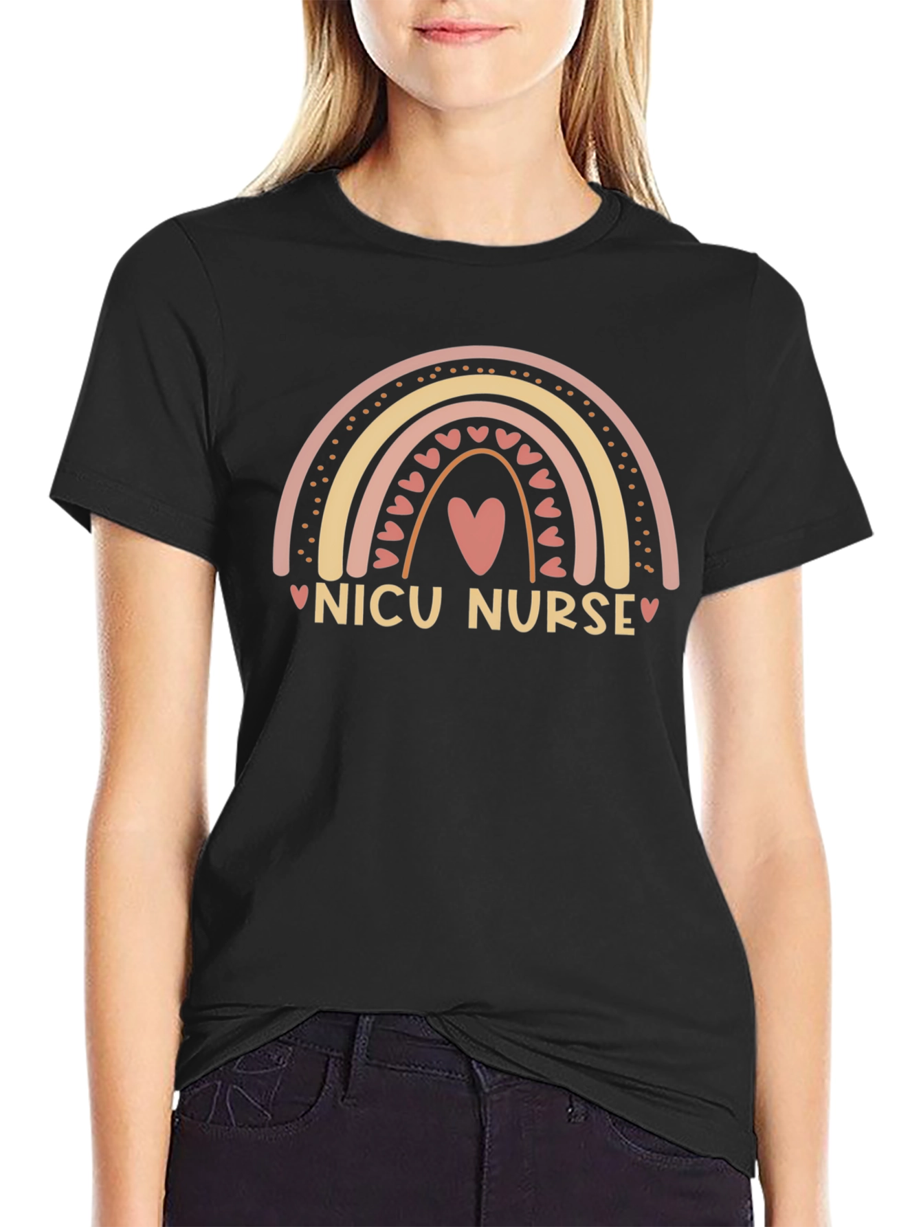 NICU Nurse Rainbow Heart T-Shirt