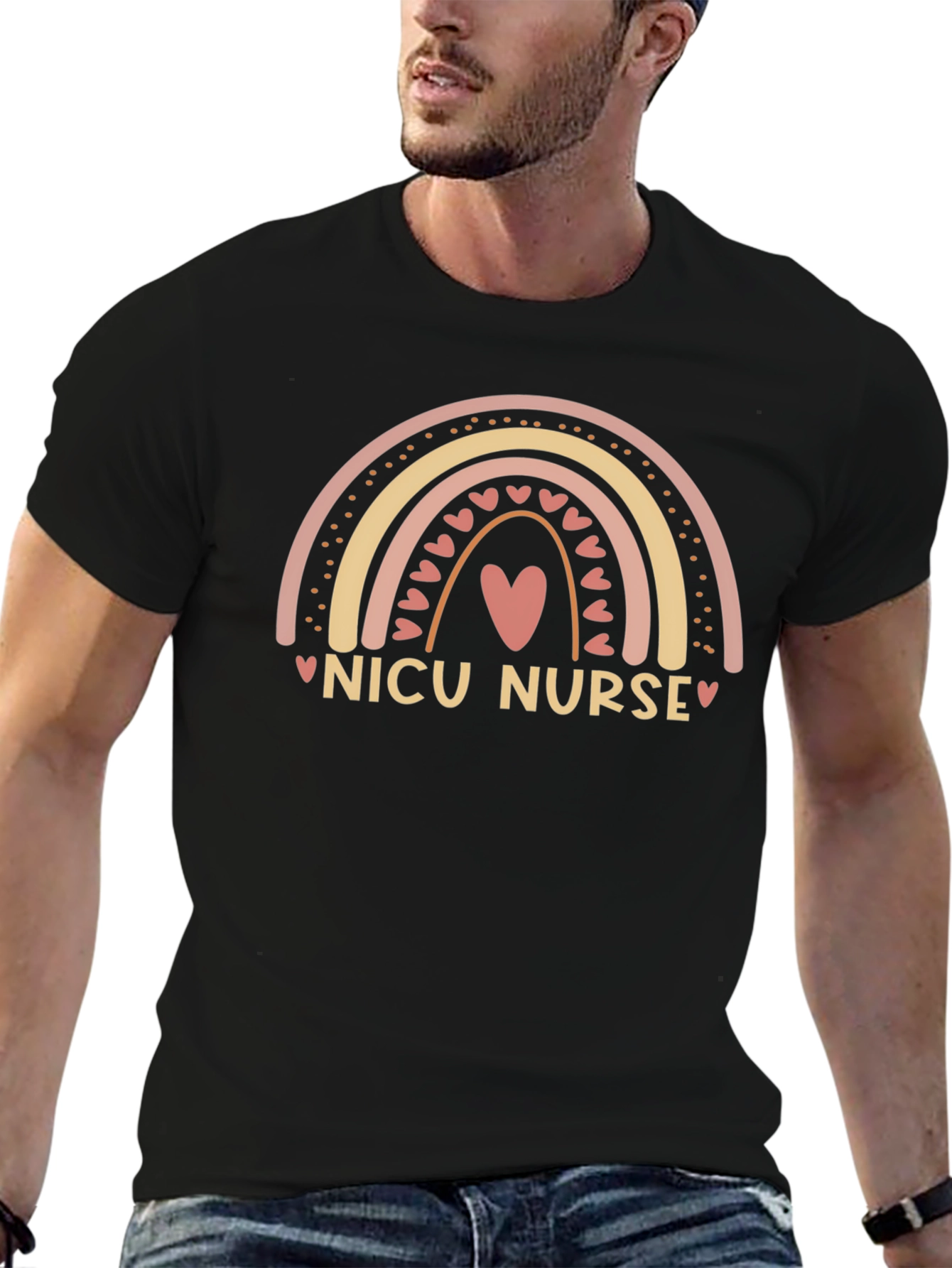 NICU Nurse Rainbow Heart T-Shirt