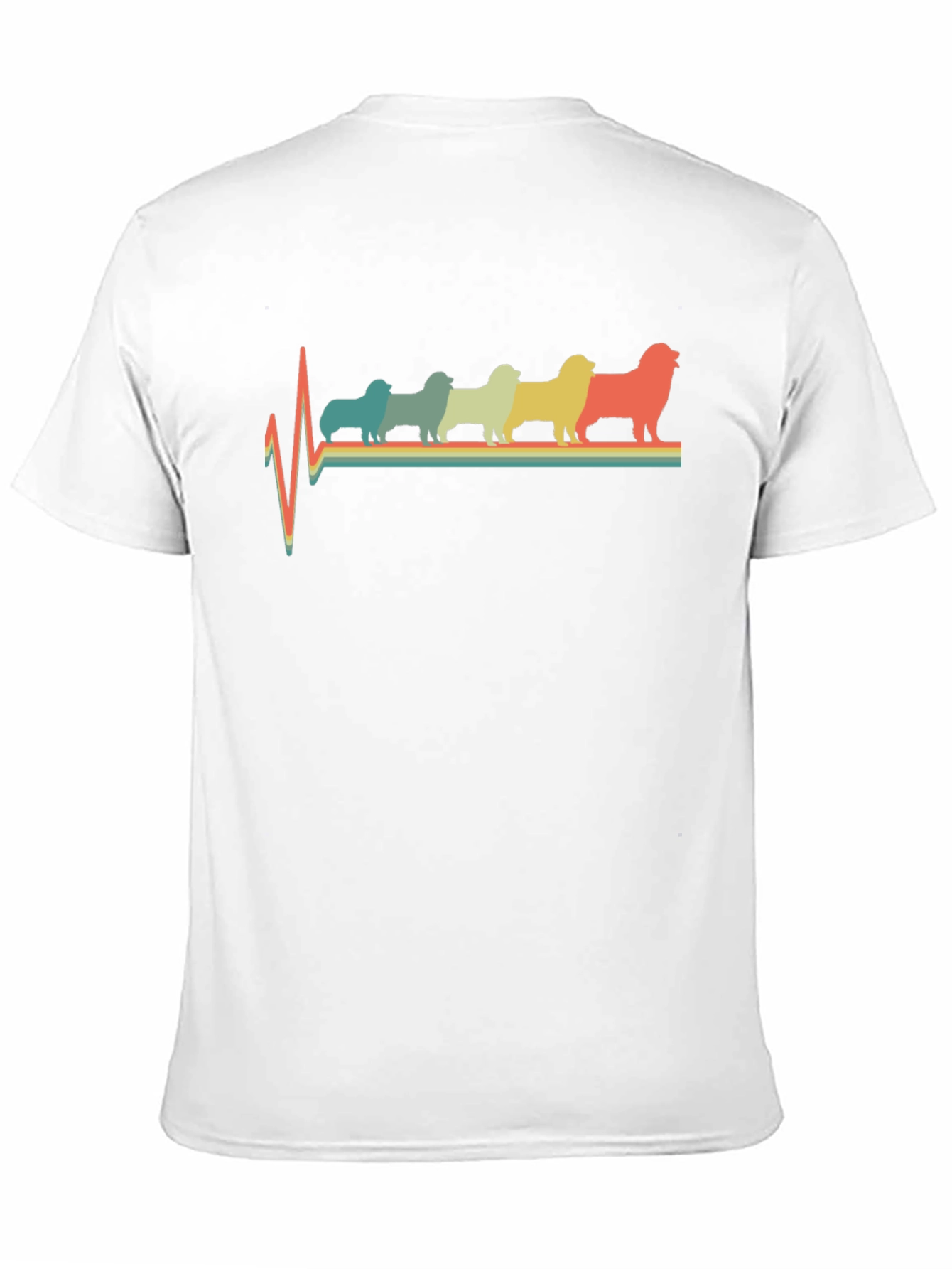 Retro Dog Breed Heartbeat T-Shirt - Black
