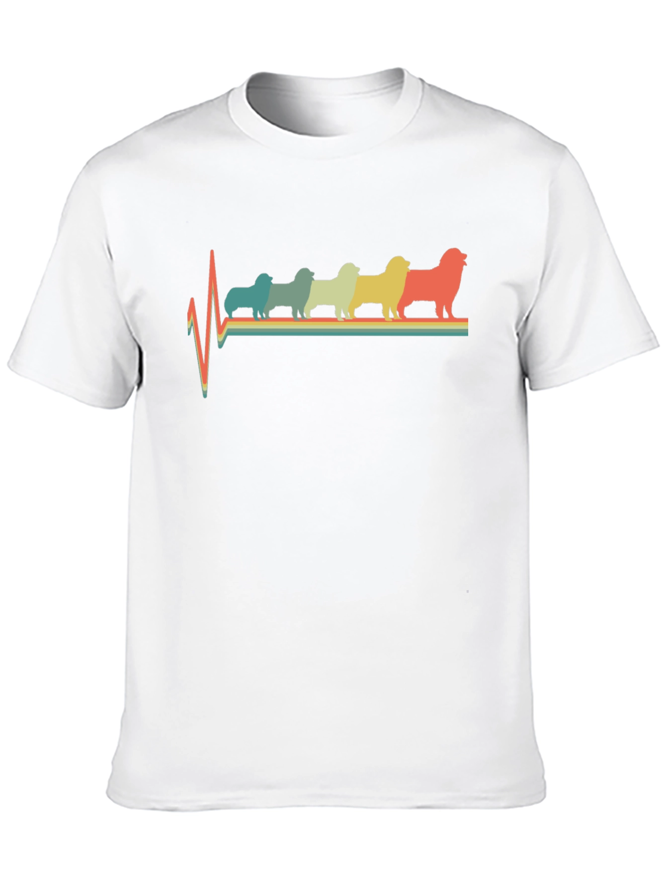 Retro Dog Breed Heartbeat T-Shirt - Black