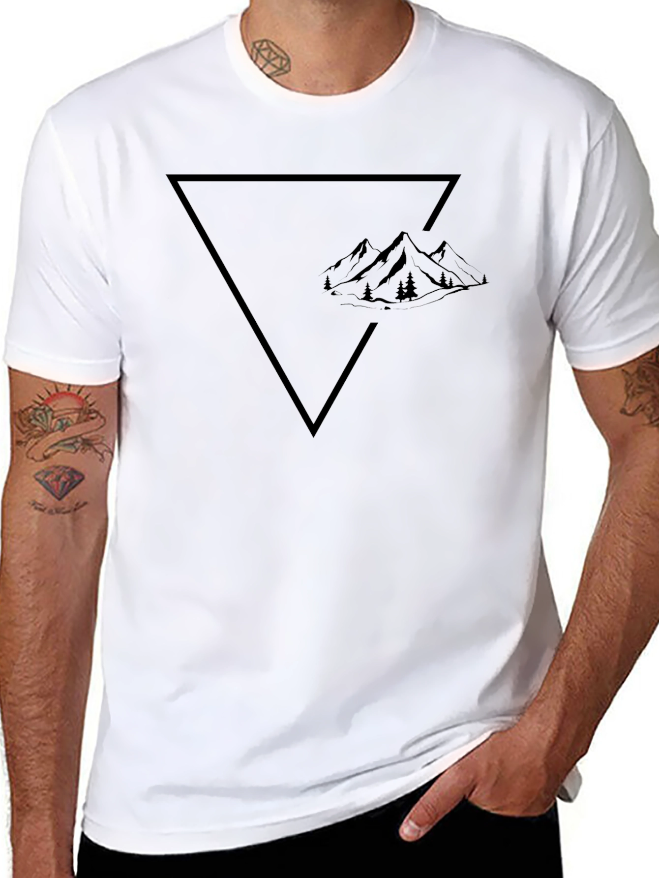 Mens Black Mountain Triangle Graphic Tee