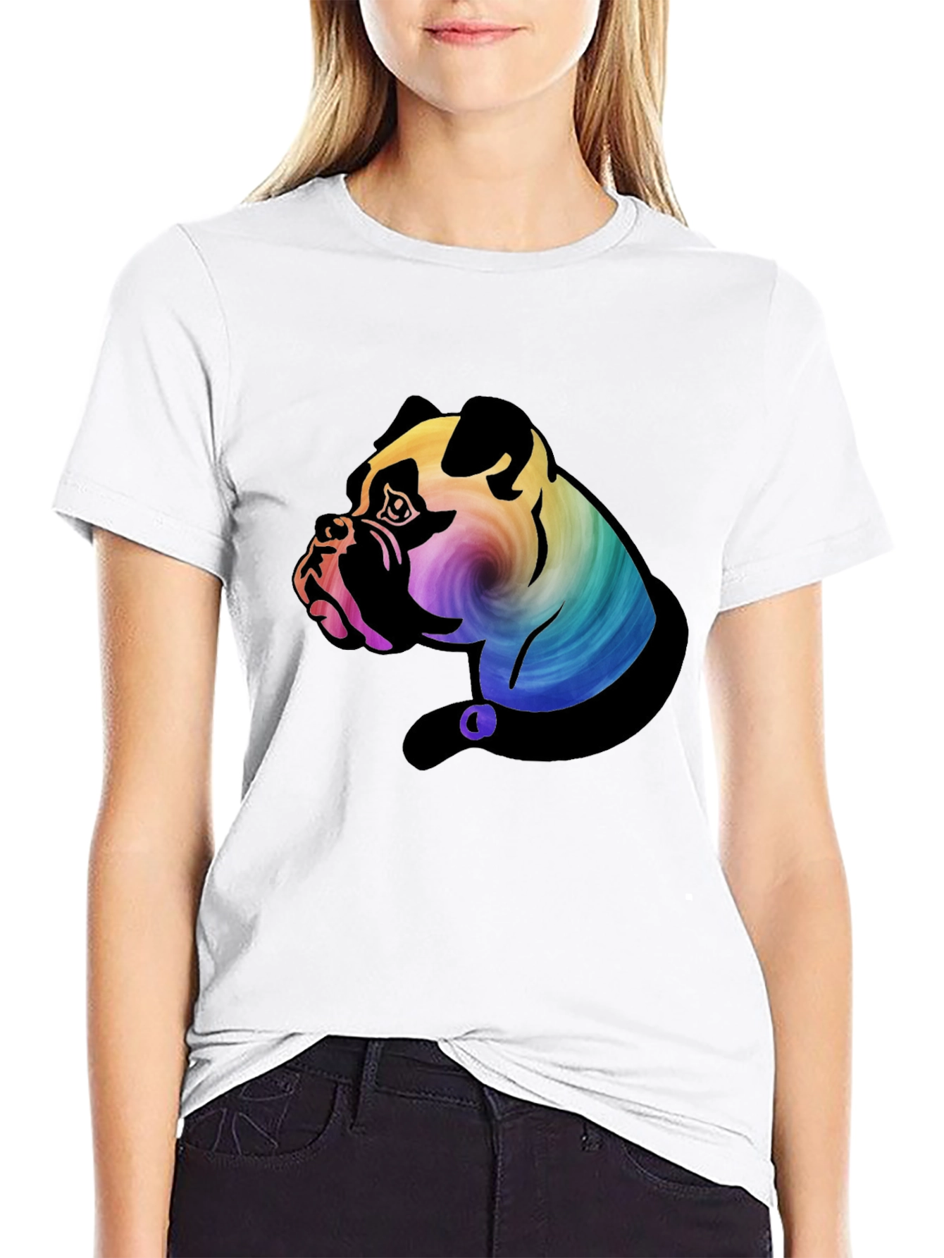 Rainbow Bulldog Graphic Tee - Unique Dog Lovers T-Shirt