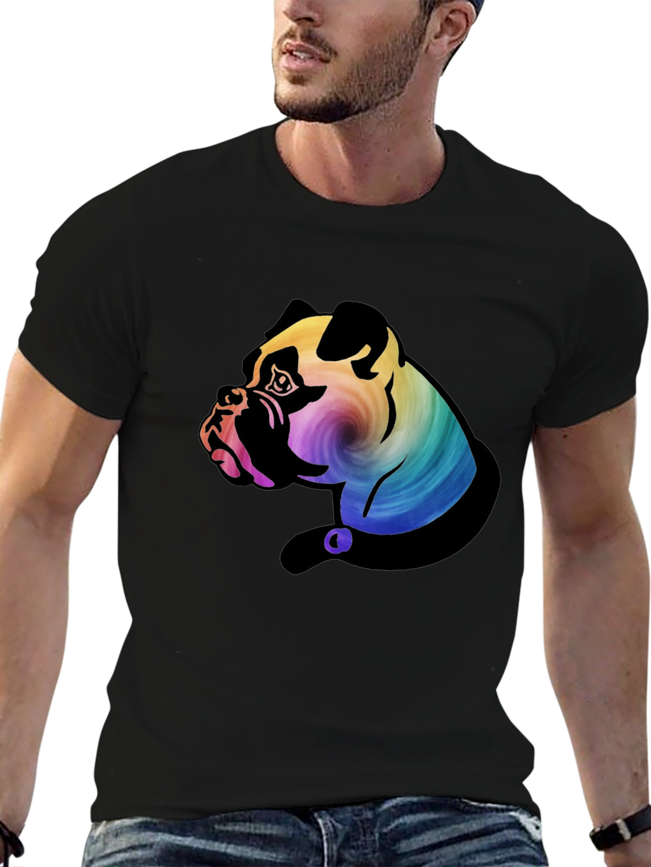 Rainbow Bulldog Graphic Tee - Unique Dog Lovers T-Shirt