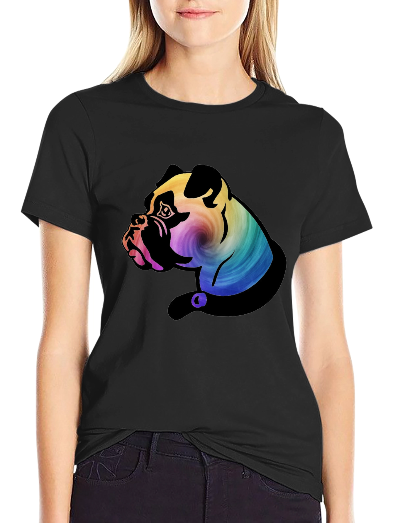 Rainbow Bulldog Graphic Tee - Unique Dog Lovers T-Shirt