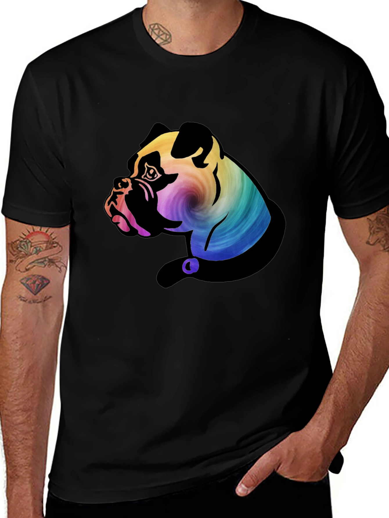 Rainbow Bulldog Graphic Tee - Unique Dog Lovers T-Shirt