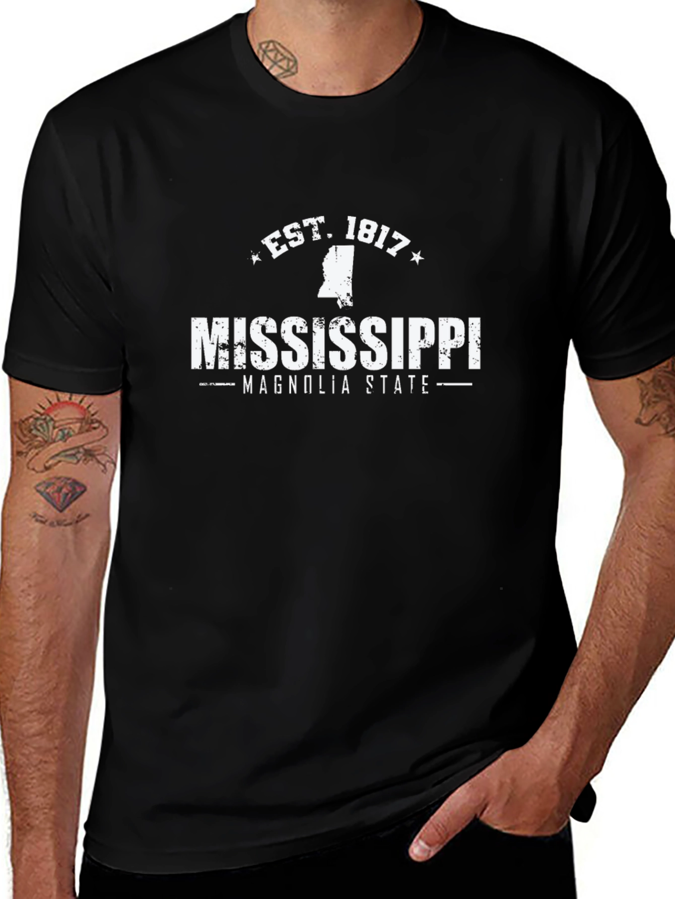 Mississippi Magnolia State Black T-Shirt